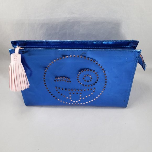 Bath & Body Works Women Metallic Blue Perfed Emoji Cosmetic Bag - Picture 2 of 8